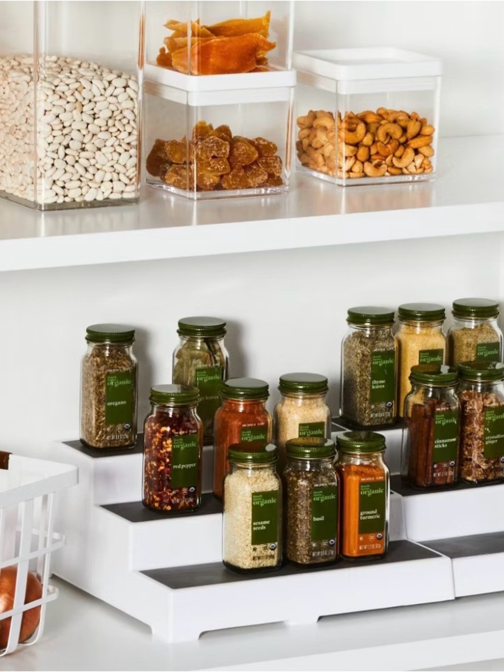 3-Tier White Spice Rack Organizer with Tiered Display